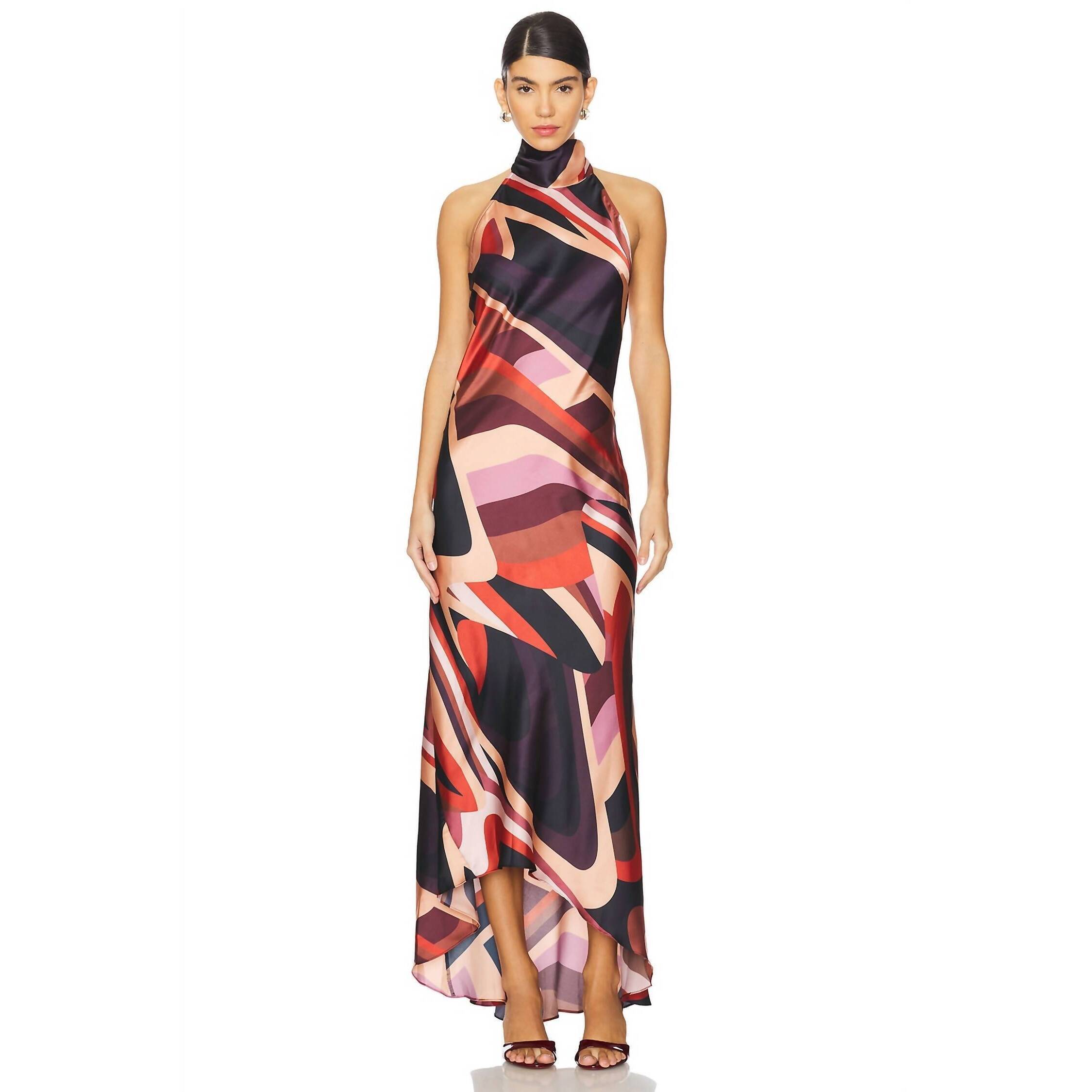 New Misa Los Angeles Fiore Dress In Canyon Stripe Satin